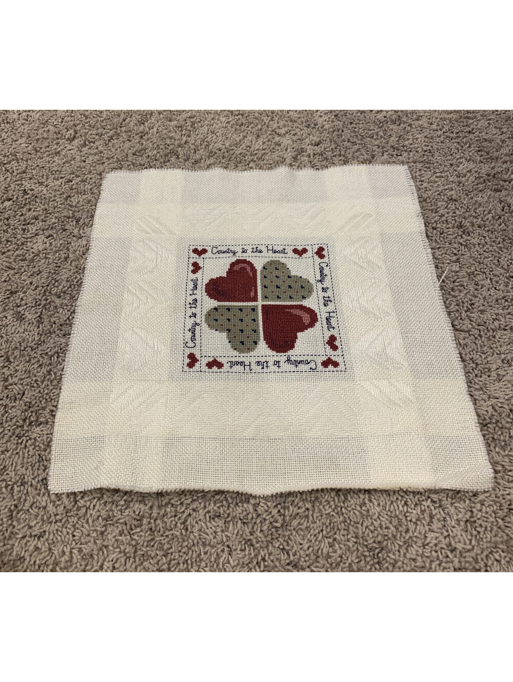 Cross Stitched Completed Country To The Heart Wall Art